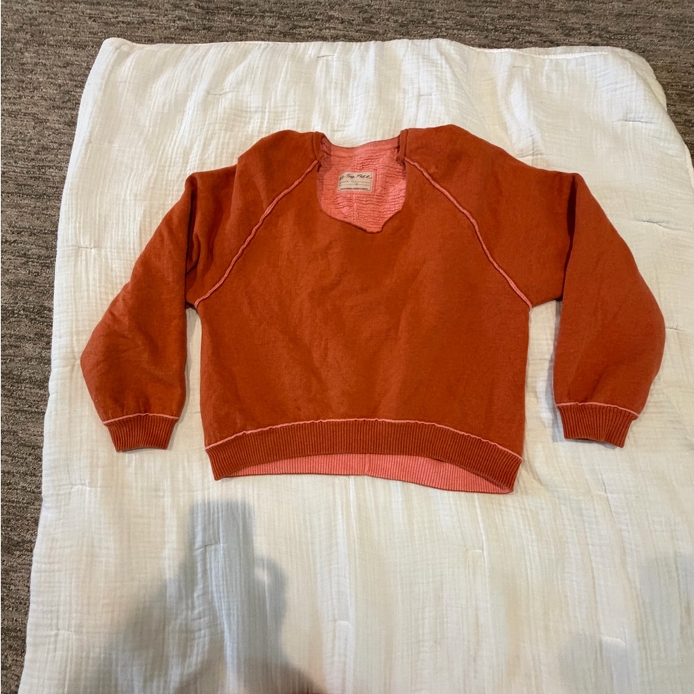 Free People Burnt Orange V-Neck sweatshirt